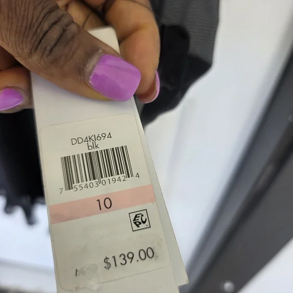 DKNY Jewel-Neck Belted A-Line Pleated Mesh Dress Sz 10 NWT Cocktail Party - Picture 10 of 16